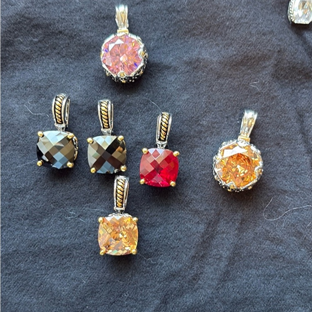 Elegant Multi-Color Gemstone Pendant Set